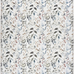 5' X 7' Ivory Green and Red Floral Power Loom Washable Non Skid Area Rug