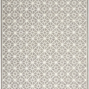 5' X 7' Gray and Ivory Geometric Hand Tufted Area Rug