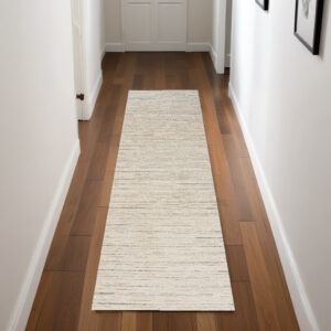 8' Gray And Ivory Abstract Runner Rug