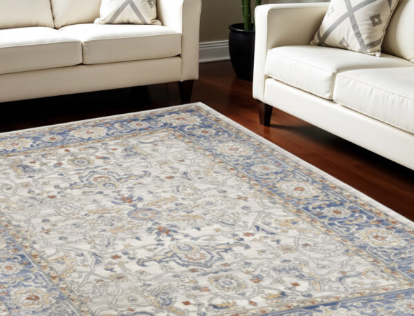 8' X 10' Blue and Gray Oriental Power Loom Area Rug