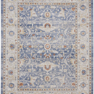 8' X 10' Blue and Gray Oriental Power Loom Area Rug