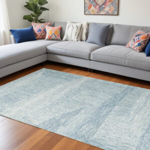 9' X 12' Blue Wool Abstract Hand Tufted Area Rug