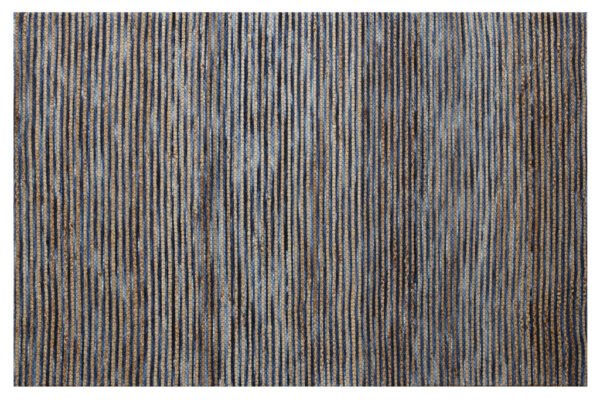 9' X 12' Blue Striped Hand Woven Area Rug