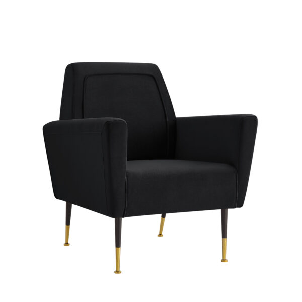 32" Black And Black And Gold Velvet Arm Chair