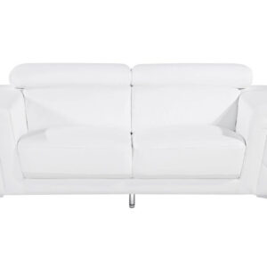 70" White And Silver Metallic Top Grain Leather Loveseat