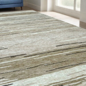 5' X 8' Beige and Brown Abstract Power Loom Distressed Non Skid Area Rug