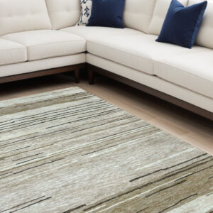8' X 11' Beige and Brown Abstract Power Loom Distressed Non Skid Area Rug