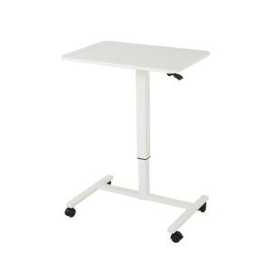 Adjustable White Wood and Stainless Steel Rolling Standing Desk