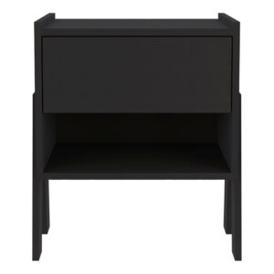 22" Black Wood One Drawer Nightstand
