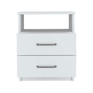 20" White Wood Two Drawer Nightstand