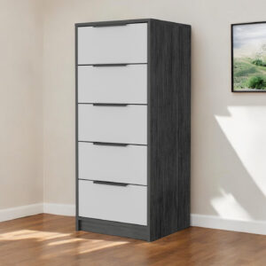 18" White and Gray Five Drawer Standard Chest