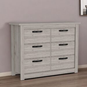 47" Light Gray Six Drawer Double Dresser