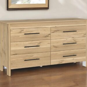 59" Natural Six Drawer Double Dresser