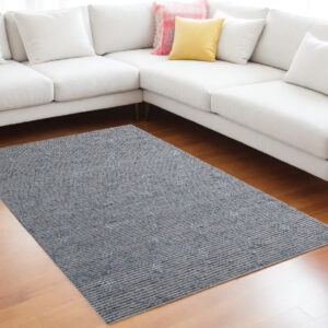 8' X 10' Blue and Ivory Geometric Hand Woven Non Skid Area Rug
