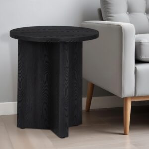 22" Black Wood Round End Table