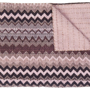 50" X 70" Pink And Black Cotton Quilted Chevron Plush Throw Blanket