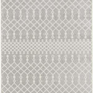 4' X 6' Blue and Ivory Abstract Power Loom Washable Area Rug
