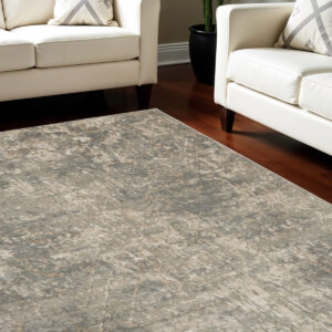 9' X 12' Beige and Gray Abstract Power Loom Area Rug