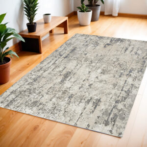 4' X 6' Gray and Ivory Abstract Power Loom Area Rug