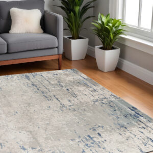4' Gray and Ivory Square Abstract Power Loom Area Rug