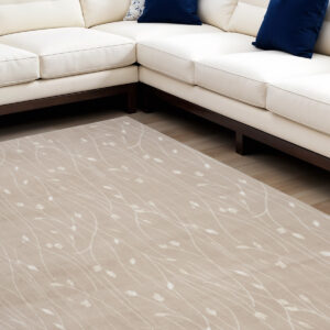 8' X 10' Beige and Ivory Floral Power Loom Area Rug