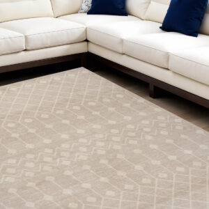 8' X 10' Beige and Ivory Moroccan Power Loom Area Rug