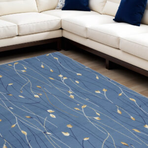 6' X 9' Blue and Beige Floral Power Loom Area Rug