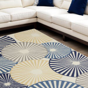 8' X 10' Beige and Blue Geometric Power Loom Area Rug