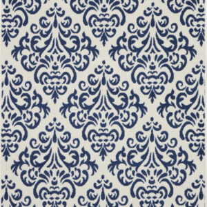 4' X 6' Blue and White Damask Power Loom Area Rug