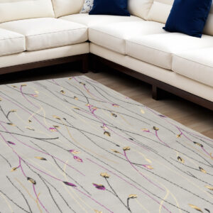 6' X 9' Gray and Pink Floral Power Loom Area Rug