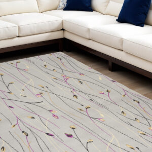 8' X 10' Gray and Pink Floral Power Loom Area Rug