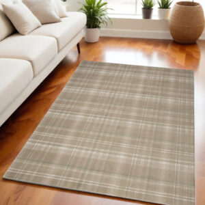 5' X 7' Brown and Ivory Plaid Non Skid Area Rug