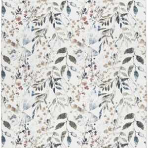 3' X 5' Green and Ivory Floral Power Loom Washable Non Skid Area Rug