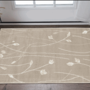 2' X 4' Beige and Ivory Floral Power Loom Area Rug