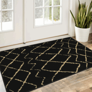 2' X 4' Beige And Black Floral Distressed Area Rug