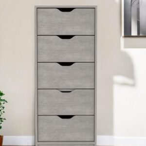 18" Gray Five Drawer Standard Chest