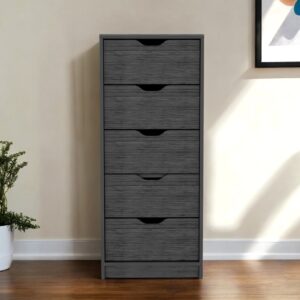 18" Gray Five Drawer Standard Chest