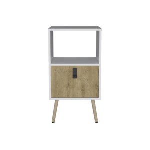 22" White One Drawer Faux Wood Nightstand