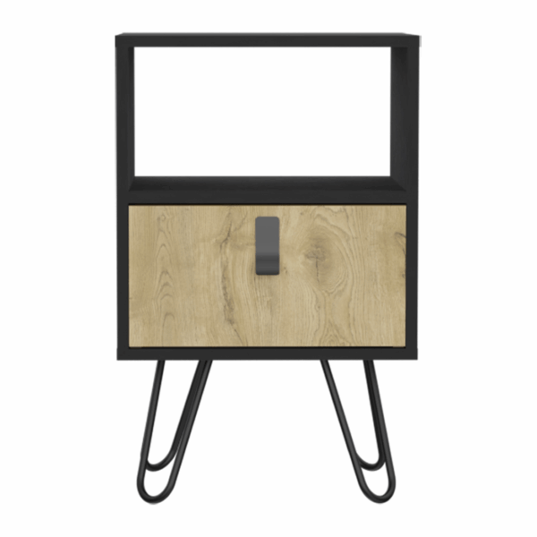 23" Black Wood One Drawer Nightstand