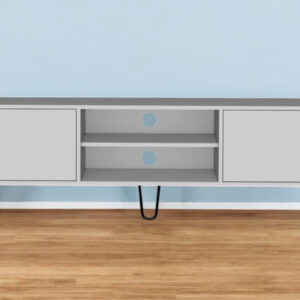71" White Cabinet Open And Enclosed Storage TV Stand