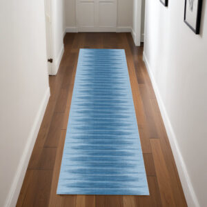 8' Blue Ombre Distressed Non Skid Runner Rug