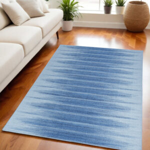 5' X 7' Blue Ombre Distressed Non Skid Area Rug