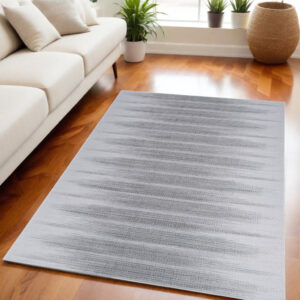 5' X 7' Gray Ombre Distressed Non Skid Area Rug