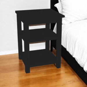 28" Black Solid Wood Nightstand