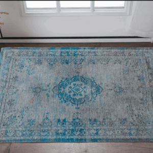 3' X 5' Gray and Green Medallion Non Skid Area Rug