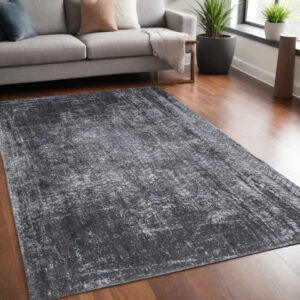 5' X 7' Black and Gray Chevron Non Skid Area Rug