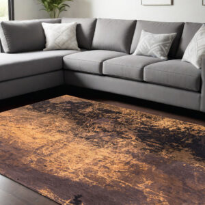 8' X 11' Yellow and Brown Abstract Non Skid Area Rug
