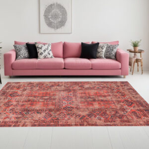 6' X 8' Red Oriental Non Skid Area Rug