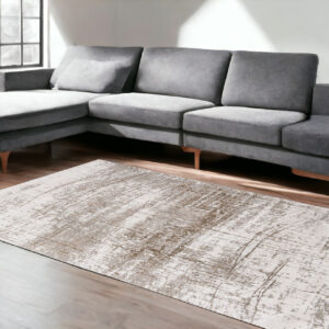 7' X 9' Gray and Beige Abstract Non Skid Area Rug
