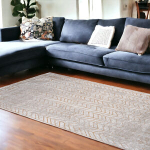 7' X 9' Gray and Yellow Chevron Non Skid Area Rug